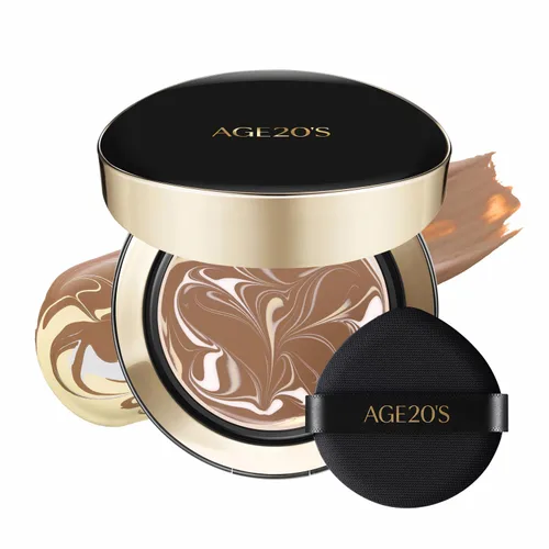 Miniatura 11 de [Tamaño mini] AGE20'S Signature Essence Pact 13C Base de cojín coreana vegana Paquete de 1 Base crema, acabado húmedo y brillante, cobertura