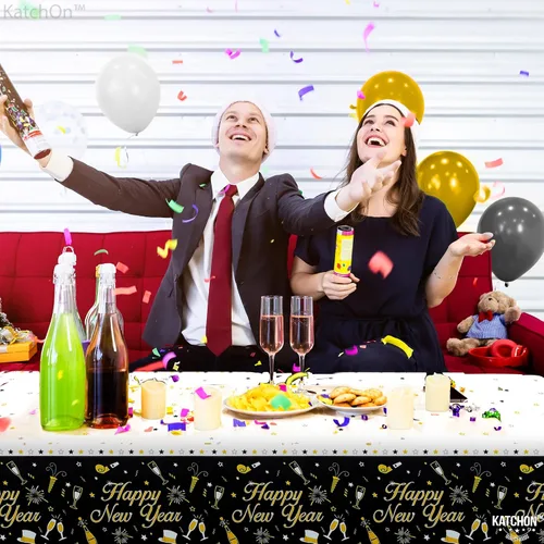 Miniatura 8 de KatchOn, Mantel de Feliz Año Nuevo – 108 x 54 pulgadas, paquete de 3 Decoraciones de Feliz Año Nuevo 2026 Mantel de Feliz Año Nuevo 2026