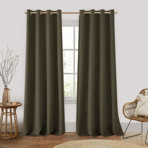 Miniatura 24 de Homeideas Cortinas Rosa Claro 100% Opacas de 84 Pulgadas de Largo, Gruesas Cortinas de Lino Sintético/Mezcla de Lino Texturizadas, Lindas Cortinas