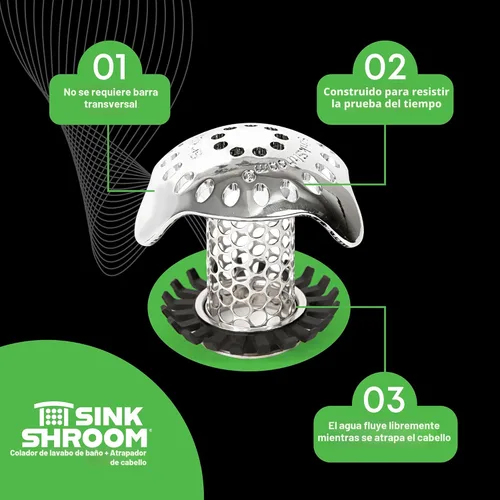 Miniatura 8 de SinkShroom Protector de drenaje de lavabo de baño ultra revolucionario, acero inoxidable