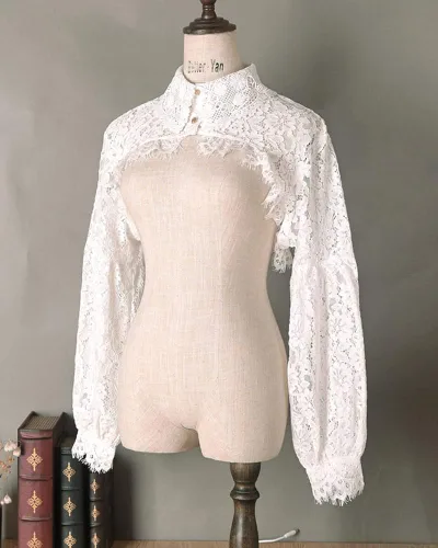 Miniatura 5 de Elegtiskas Blusa desmontable con cuello falso media camisa cuello redondo blusa corta