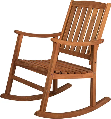 Miniatura 8 de JONATHAN Y Penny RCK102B - Mecedora de madera de acacia maciza para exteriores, acabado gris, con listones para porche, patio, patio trasero