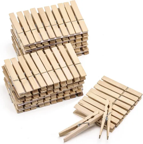 Miniatura 10 de 100 pinzas de madera para ropa de 3 pulgadas, clips de madera resistentes para colgar ropa, fotos al aire libre Madera-100 piezas-3 pulgadas