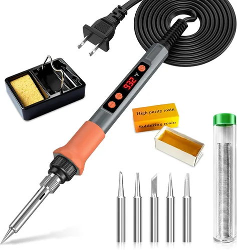 Miniatura 8 de Kit de soldador, pistola de soldadura de 70 W con pantalla digital LED, temperatura ajustable 356-932℉ Kit de soldadura para electrónica, incluye 5