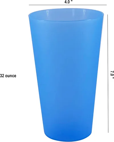 Miniatura 7 de Vasos de plástico de 32 onzas, sin BPA, reutilizables, aptos para lavavajillas, juego de 12 en 4 vasos grandes de colores surtidos Colores costeros
