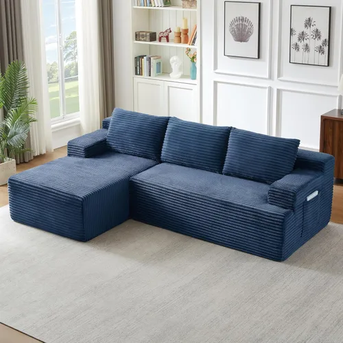 Miniatura 18 de 141" Oversized U Shaped Cloud Sectional Couches with Storage Console for Living Room, Corduroy Compressed Boneless Couch, Symmetrical Sofa & Couch