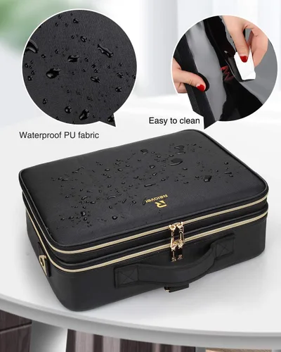 Miniatura 5 de Relavel Estuche de maquillaje grande para maquillaje, estuche de tren profesional de 16.5 pulgadas, organizador de cosméticos de viaje, soporte