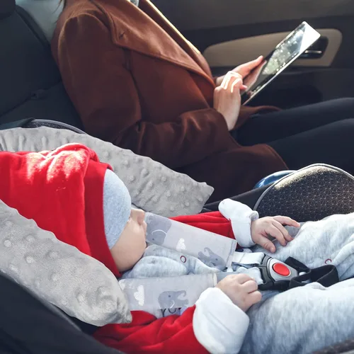 Miniatura 7 de TANOFAR Inserto de asiento de automóvil y fundas para correa, soporte de cabeza de asiento de automóvil gris para niños, cojín unisex suave