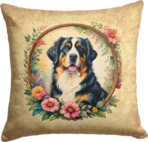 Miniatura 174 de Caroline's Treasures DAC2072PW1414 Affenpinscher and Flowers - Almohada decorativa de tela, lavable a máquina, para interiores y exteriores