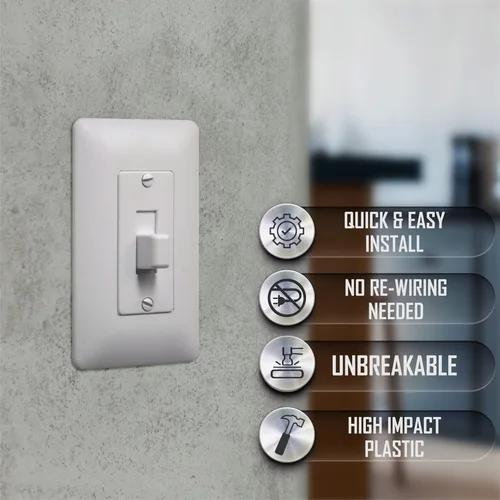 Miniatura 4 de TayMac 5070W MASQUE 2000 - Placa de pared para interruptor de palanca decorativa de tamaño mediano de 1 banda con cubierta de palanca, cubierta
