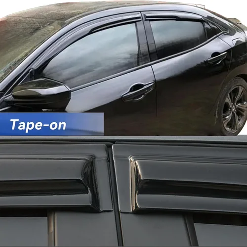 Miniatura 2 de Viseras adhesivas para ventana, protectores de lluvia compatibles con Honda Civic Hatchback 2022-2025, visera de ventilación lateral, deflector
