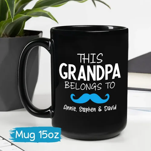 Miniatura 5 de Taza con texto en inglés "This Grandpa Belongs Tow", taza para abuelo, taza de papá personalizada, regalo para papá para marido, taza divertida