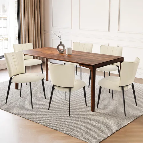 Miniatura 10 de Homcosan Juego de 2 sillas de comedor, modernas sillas de cocina con asiento acolchado tapizado y patas de metal, fácil montaje, sillas de comedor