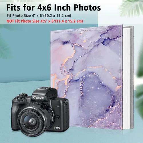 Miniatura 2 de Fintie Álbum de fotos de 4 x 6 pulgadas, 300 bolsillos de cuero vegano de gran capacidad, cubierta de libro para familia, boda, aniversario, bebé