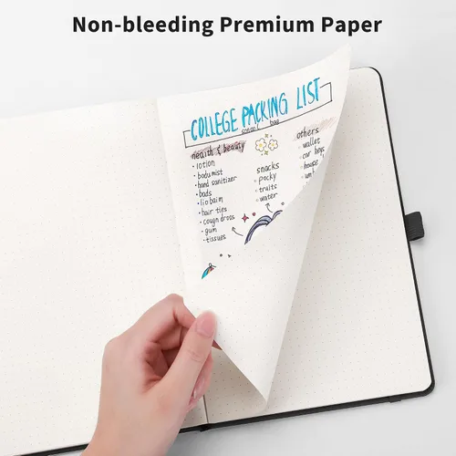 Miniatura 5 de RETTACY Cuaderno de diario punteado, paquete de 2, 160 páginas numeradas por paquete, tamaño mediano A5 (5.7 x 8.3 pulgadas), papel grueso de 120