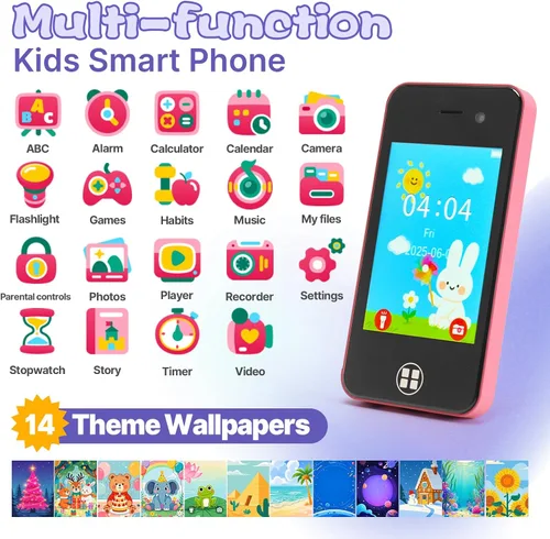 Miniatura 2 de Teléfono inteligente para niños, regalos de cumpleaños de Navidad para niños y niñas, juguetes de teléfono celular con doble cámara reproductor