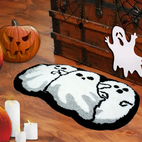Miniatura 9 de Alfombra de baño de Halloween para decoración de baño, tapete de baño de murciélagos góticos, antideslizante, lindas alfombras para cocina