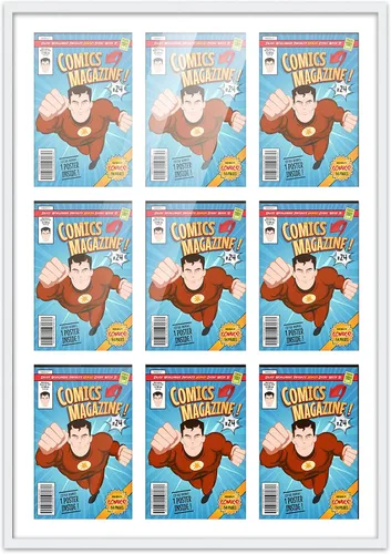 Miniatura 61 de Poster Palooza Marco de cómic con paspartú para 4 cómics de la era actual publicado después de 1985 – Marco de cómic de bronce dorado para cómics