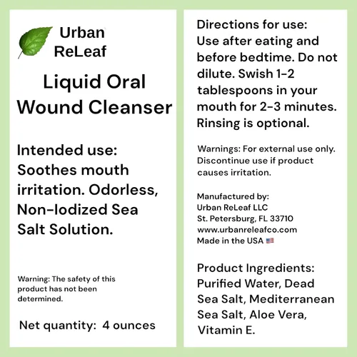 Miniatura 5 de Urban ReLeaf Limpiador líquido oral para heridas. Alivia la irritación. Velocidad de curación. Remojo de sal marina 100% natural. 4 onzas, listo