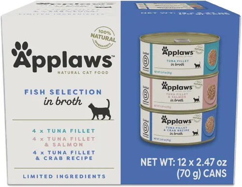 Applaws - Comida húmeda enlatada natural para gatos, ingredientes limitados y naturales, alto contenido en proteínas sin aditivos artificiales,