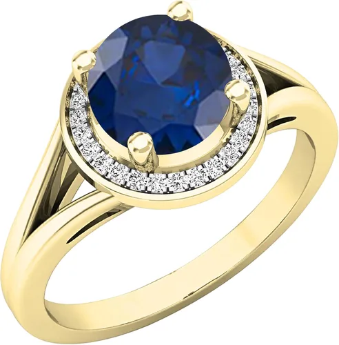 Miniatura 183 de Dazzlingrock Collection Anillo de compromiso redondo de 0.276 in con halo de diamante blanco y vástago dividido para ella en oro macizo de 14