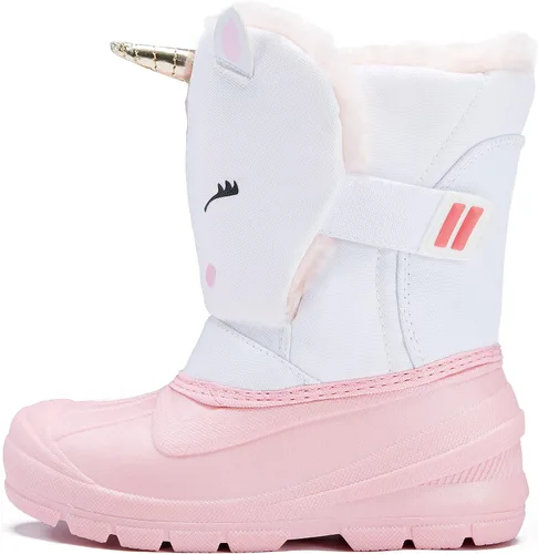 Miniatura 7 de MORENDL Botas de nieve para niños, impermeables, con forro de piel, cálidas, antideslizantes, para niños y niñas, para caminar al aire libre