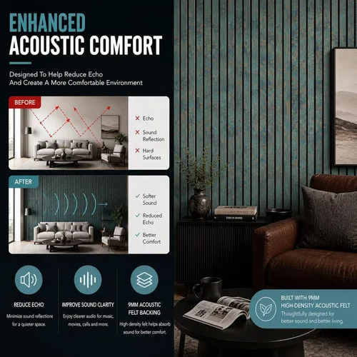 Miniatura 4 de Wood Slat Wall Panels for Interior Wall Decor, Acoustic MDF Wall Panels with PET Backing, Easy Install Wall Paneling for Living Room Bedroom Office