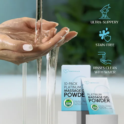 Miniatura 3 de Gel de masaje en polvo prémium (paquete de 2) Bolsa de viaje de 0.18 oz que hace 16.9 fl oz/16.9 fl oz Fabricado en Japón Sin parabenos ni