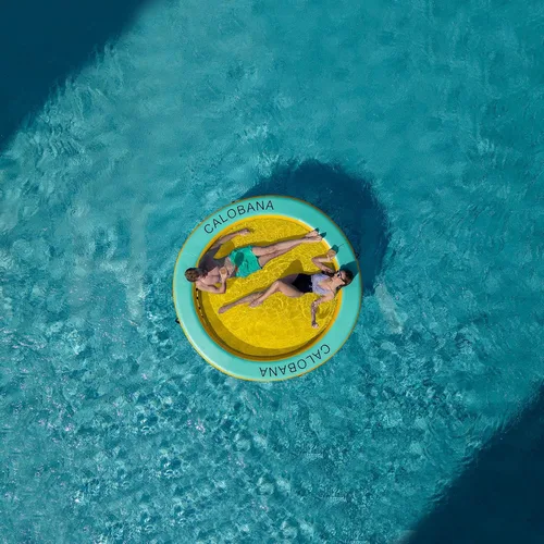Miniatura 4 de CALOBANA Anillo Flotante Redondo Inflable Hamaca de Agua Flotadores de Río de Alta Resistencia Flotadores de Lago para Adultos Plataforma de Isla
