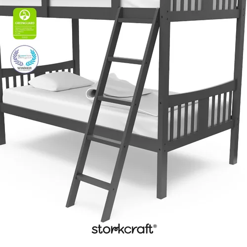 Miniatura 6 de Storkcraft Caribou Litera Twin sobre Twin (Gris) - Certificado GREENGUARD Gold, Literas Twin para Niños, Se Convierte en 2 Camas Twin Individuales