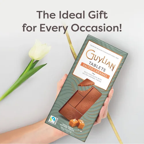 Miniatura 5 de GuyLian - Barra de caramelo salado de chocolate con leche prémium de 3.53 onzas, tableta de chocolate gourmet belga, dulce y salado para mujeres