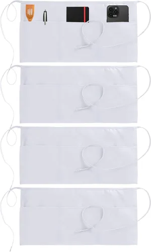 Miniatura 19 de Utopia Wear Paquete de 4 delantales con 3 bolsillos, delantal de cintura para camarera, 12 pulgadas