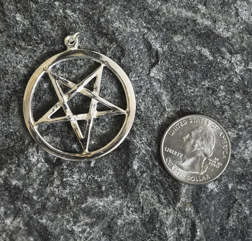 Miniatura 8 de Colgante de pentagrama de pentáculo invertido de plata de ley, Metal, No es una piedra preciosa