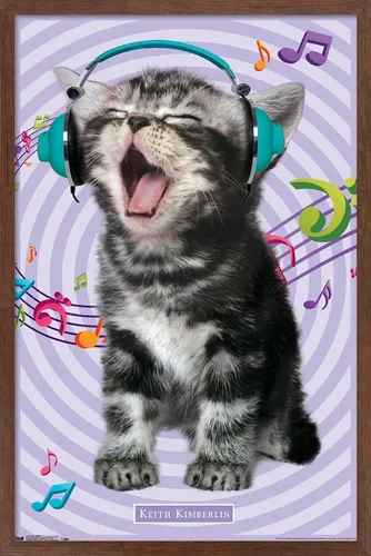 Miniatura 9 de Trends International Keith Kimberlin - Gato - Póster de pared cantando, 14.725 x 22.375 pulgadas, versión con marco de madera tipo granero