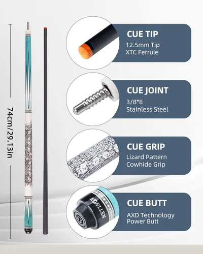 Miniatura 3 de KONLLEN Carbon Fiber Pool Cue Stick 58-inch Professional Pool Sticks for Adults Full Carbon Technology Low Deflection Pool Cue Billiard Cues with