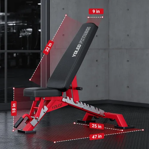 Miniatura 9 de YOLEO Banco de pesas ajustable comercial de 2315 libras con certificado ASTM, 80% premontado, banco de entrenamiento resistente para gimnasio