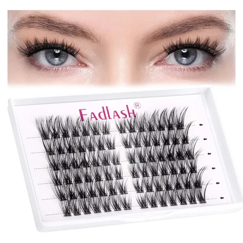 Miniatura 22 de FADLASH Extensiones de pestañas en racimo de pestañas de 0.35-0.70 pulgadas, para colocar en casa, rizado D, pestañas individuales en casa