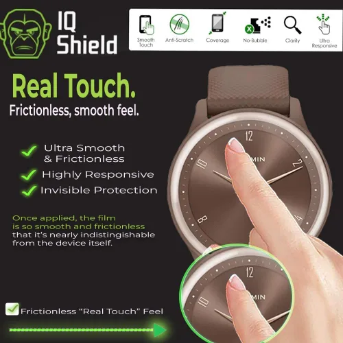 Miniatura 6 de IQShield Paquete de 6 protectores de pantalla para Garmin Vivomove Sport de fácil instalación, ultra fino, resistente a las manchas, arañazos