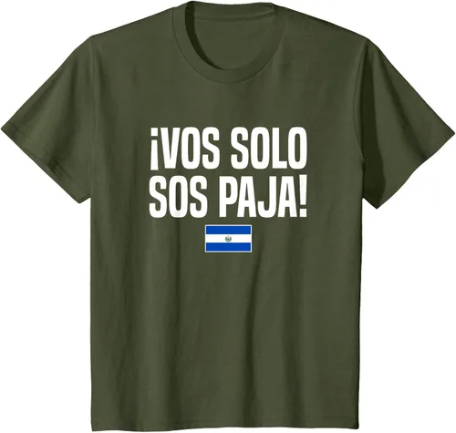 Miniatura 15 de Camiseta Vos Solo Sos Paja Salvadoran Slang Bandera de El Salvador, Negro