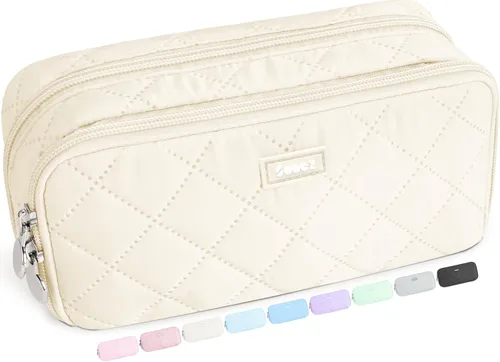 Sooez Estuche grande para lápices, bolsa para lápices extra grande con 8 compartimentos, bolsa para bolígrafos de apertura amplia, organizador