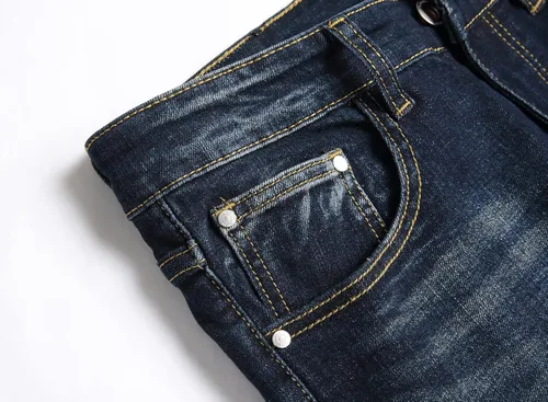 Miniatura 5 de OIIIO Jeans elásticos rasgados de ajuste regular para hombre
