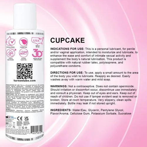 Miniatura 2 de Turn On Lubricante personal a base de agua con sabor a cupcake Lubricante premium sin azúcar y seguro para usar con condón para hombres, mujeres