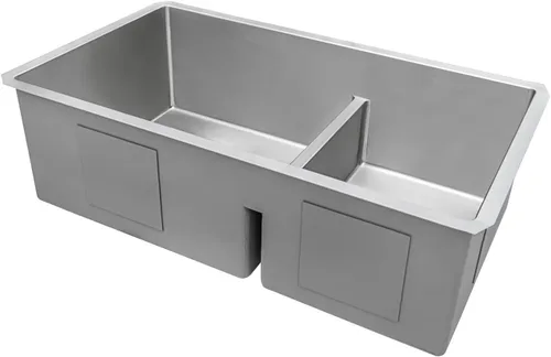 Miniatura 8 de Ruvati RVH7255 fregadero de cocina bajo cubierta de bajo perfil, bajo montaje, radio estrecho, doble cuenca 60/40, 28 pulgadas, calibre 16, acero