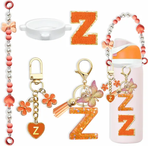 Miniatura 30 de Lindo Juego de Dijes de Letras para Botella de Agua Owala de 24oz, 32oz, 40oz, Owala Kids y Vaso de Café, FreeSip – Incluye Correa con Asa, para Rosa