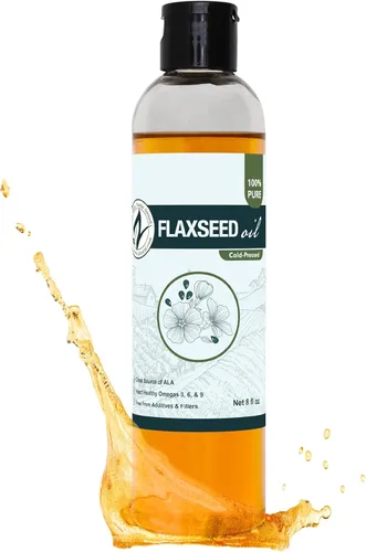 Zatural Aceite de linaza prensado en frío – Aceite de semilla de lino líquido 100% puro sin OMG, vegano Omega-3 rico en ALA, perfecto para