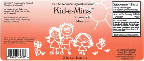 Miniatura 2 de Christopher's Original Formulas Kid-E-Mins Vitaminas y minerales, sabor natural a naranja, multivitamínico líquido para niños, 2 onzas