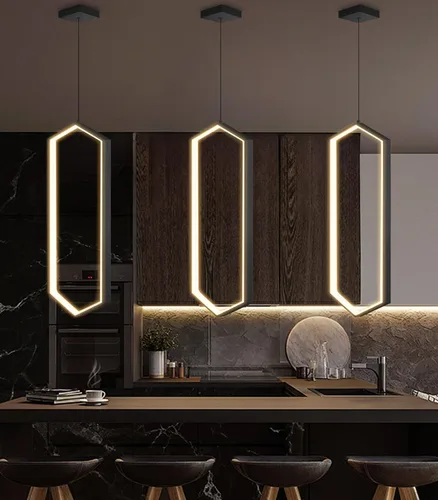 Miniatura 24 de Lámpara colgante regulable de 3 anillos para ajustar mini lámpara LED de techo para cocina, isla, comedor, sala de estar, dormitorio, dorado