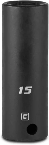 Miniatura 23 de Capri Tools 3/8 pulg. de cuadradillo, dado de impacto profundo métrico de 14 mm de 6 puntos, negro (5-3214)