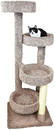Miniatura 10 de HomeStock Cat Tower - Árbol para gatos grande con varios niveles con postes rascadores, muebles para gatos de interior, color beige
