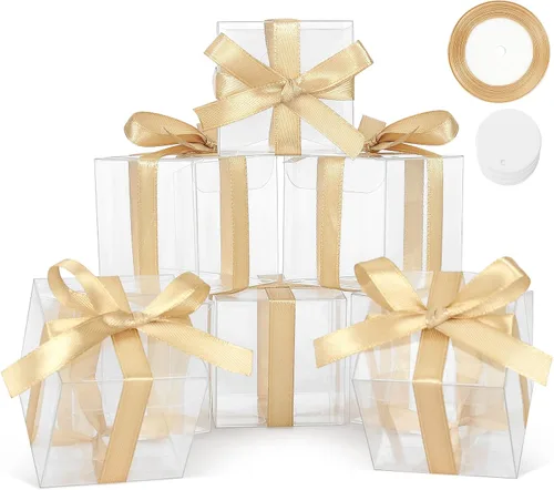 Miniatura 7 de Cotopher - 120 unidades de cajas de regalo transparentes, cajas de plástico transparentes de 3,8 x 3,8 x 3,8 cm para trufa de chocolate. Mini cajas